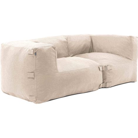 Oviala – Salon de jardin modulable 2 fauteuils d'angle beige – Tissu Olefin résistant aux intempéries – Fixations en acier inoxydable – Dimensions 170x85x65cm (1/5)