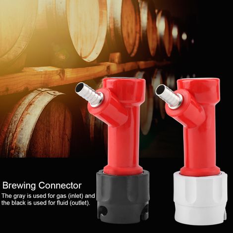 Juego de 2 conectores de barril Corny con pasador de bloqueo, de 6,35 mm (1/4 de pulgada) de altura, para cerveceros caseros. (1/5)