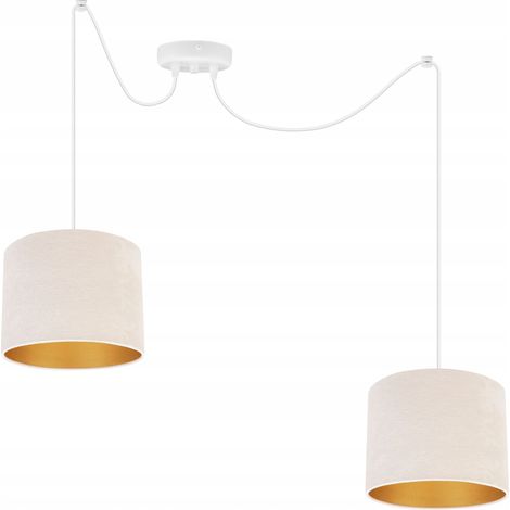 ELEGANTE SPINNEN-HÄNGELAMPE, GOLDENER SAMT-LAMPENSCHIRM