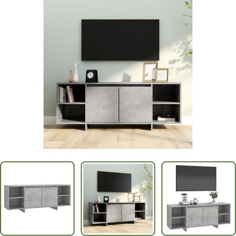 Buffet tv - Meuble TV Gris béton 130x35x50 cm Bois d'ingénierie (1/5)