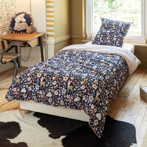 Parure de Lit 140 x 200 cm – Housse de Couette + 1 Taie d’Oreiller – Coton 57 Fils – Forêt Enchantée (1/4)