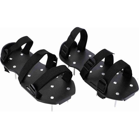 Paar Rasenbelüftungssohlen Rasenlüfter Bodenverbesserung 13 Stahlspitzen Verstellbar bis Größe 46 und passend für alle Schuhe 30 × 13 × 6 cm (1/4)