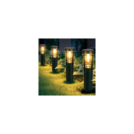 Lampe Solaire Exterieur, Lot de 4 Lampes Solaires Jardin LED Eclairage Solaire Exterieur Étanche IP65 Avec Piquet de Terre Blanc Chaud LED