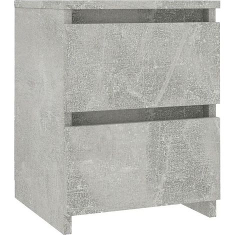 Table de chevet 2 tiroirs bois gris effet béton Ricio (1/3)