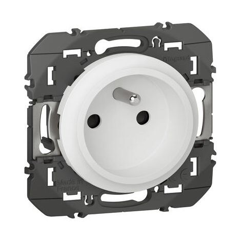 Legrand – Prise de courant 2P+T easyréno faible profondeur – 16A – Montage encastré ou saillie – Compatible plaque 2 postes entraxe 57 mm