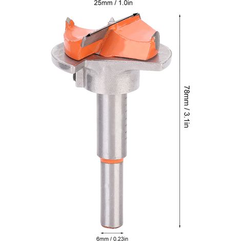 Forêt à fraiser pour charnière ajustable, diamètre 25mm, outil de fraisage pour bois avec guidage de positionnement précis (1/5)