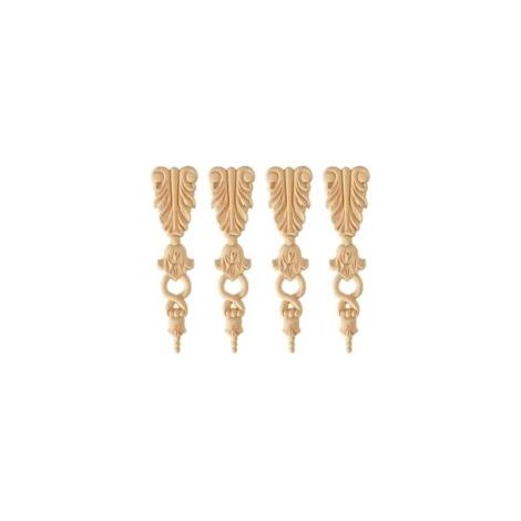 4 Pièces Moulure Décorative en Bois, Onlay Applique Sculpté, Objet Décoratif, Décalcomanie pour Sculpture, Ornements pour Meubles (1/5)