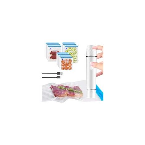 Machine de mise sous vide manuelle, mini machine d'emballage sous vide électrique rechargeable avec 10 sacs réutilisables, pour la conservation des aliments (1/4)
