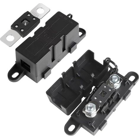 Jeux de 2 Porte Fusible Mega avec 2 Méga Fusibles 100A Support Fusible Mega Boulonné M8 ANM pour Voiture Bateau Moto Caravanes Camion (1/5)