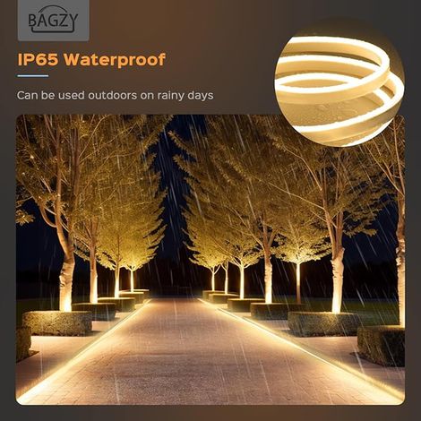 Waterproof Outdoor LED Strip 5 m White LED Strip 220 V Neon Strip Light IP65 Waterproof Flexible Indoor Cut-Off Included AC Adapter for Bedroom Kitchen (1/4)