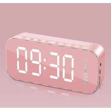 Réveil numérique multifonction LED avec haut-parleur Bluetooth et lampe de chevet rose lumineuse (1/4)