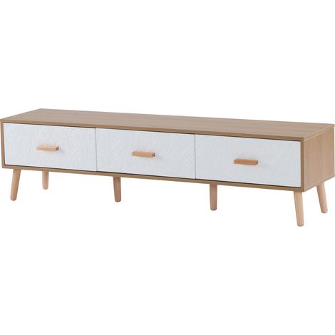 GagaMeuble TV vintage bois clair 150x35x39 cm (1/5)