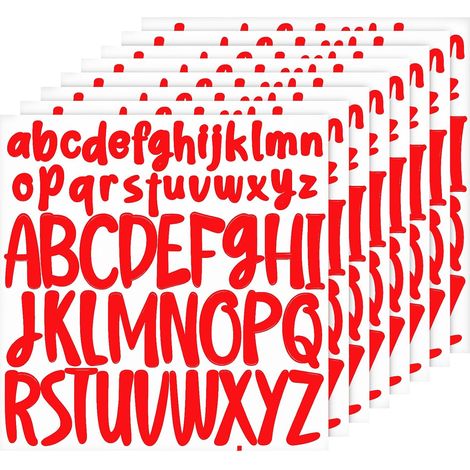 416pcs 8 Feuilles Autocollants Lettres, 2,5cm 5cm Majuscules et Minuscules Autocollant Alphabet Lettres Adhésives en Vinyle pour Scrapbooking Fenêtre Affiche (Rouge) (1/5)