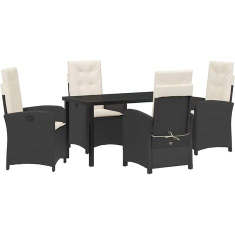 Maison Exclusive - Conjunto de Comedor de Jardín 5 pcs Negro ratá (1/5)