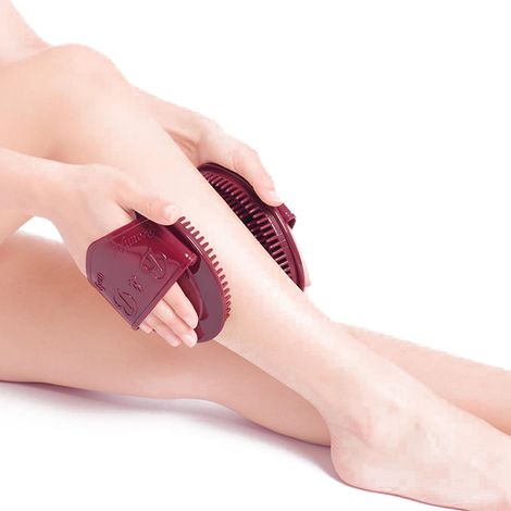Brosse De Massage - Anti Cellulite Et Cuire Cheveux - 15 X 10 Cm - Ergonomique - Vin Rouge - Lot De 2 (1/5)