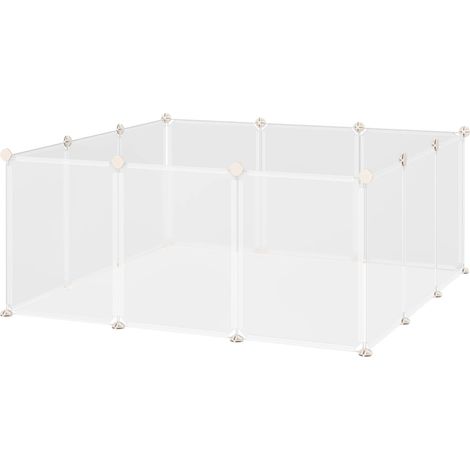 Parque para mascotas, diseño modular, espacio interior seguro, blanco. (1/2)