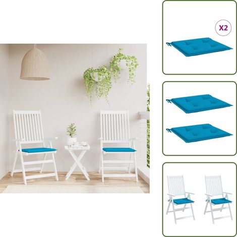 Cojines de oficina - vidaXL Cojines de silla de jardín 2 uds tela Oxford azul 50x50x4 cm - Cojines azules