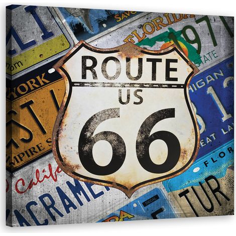 Tableau décoratif Route 66 USA 50x50 (1/5)