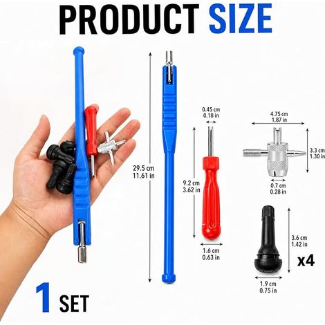 Demontage Valve Pneu Outil Valve Pneu Voiture Valve Tubeless pour Voiture Camion Moto Vélo Montage et Entretien des Pneus (1/4)