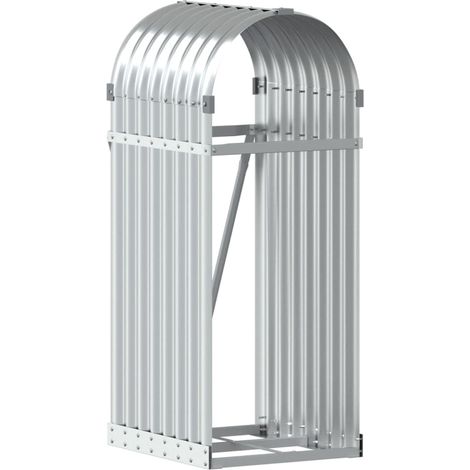 Maison Exclusive - Leñero de acero galvanizado plateado 40x45x100