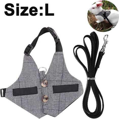 Ensemble harnais et laisse pour lapin, gilet ajustable, style costume formel (1/4)