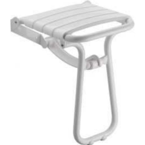 Godonnier – Siège de douche PMR escamotable – Pied aluminium époxy blanc – Lattes en polypropylène – Charge 150 kg – Dimensions 380 x 355 x 500 mm