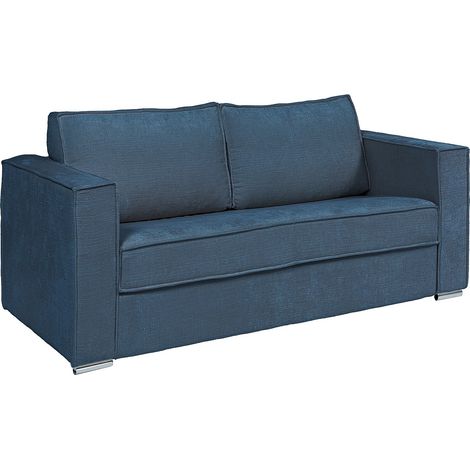 Divano letto 4 posti a ribalta Posto letto 160 cm Materasso 14 cm in Tessuto testurizzato Blu - LORETO
