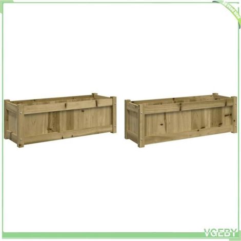 Jardinière - FAFEICY - 837458 - Bois de pin imprégné - Lot de 2 - 90 x 31 x 31 cm (1/5)