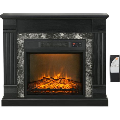 Cheminée électrique sur pied avec minuterie, flamme et température réglables, 80 x 21,6 x 67,8 cm, noire (1/5)