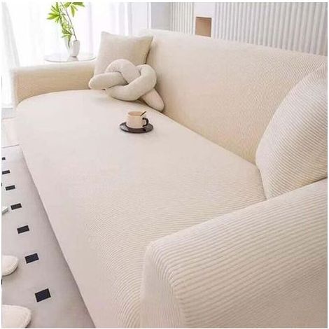 Fodere Elasticizzato Jacquard Borsa elastico Protezione per il test di Animali Tutte le Stagioni antiscivolo Moderno, Copri-divano letto(Beige,3 posti a 190-220 cm) (1/5)