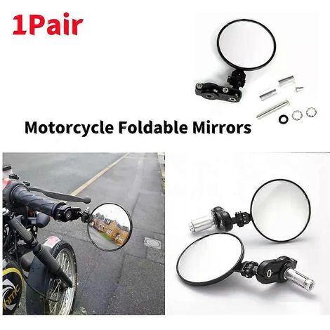1 Paar schwarze, klappbare Lenkerendenspiegel für Suzuki, Honda, Kawasaki, Yamaha, Ducati (Motorradzubehör) JXLGV (1/5)