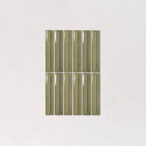 Faience Effet Zellige Vert NOUVELLE 3x16cm 3D Liquen