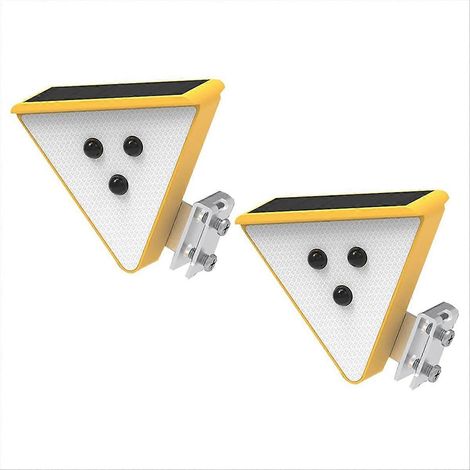 Feu de signalisation solaire - Feu de sécurité clignotant à LED alimenté par énergie solaire, étanche, pour chantiers, allées, balise jaune (1/5)