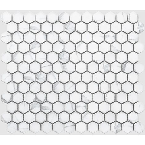 Ilcom mosaico in ceramica su rete per bagno e cucina 30cm x 26cm - Marble hive (1/5)
