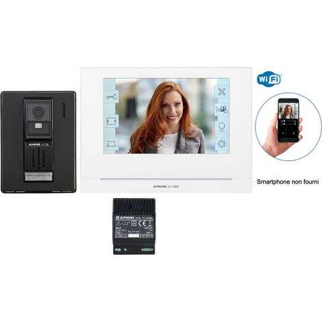 Aiphone – Kit portier vidéo connecté – Platine saillie IP54 – Moniteur tactile 7’’ Wi-Fi – Surveillance à distance et mémoire vidéo 10s