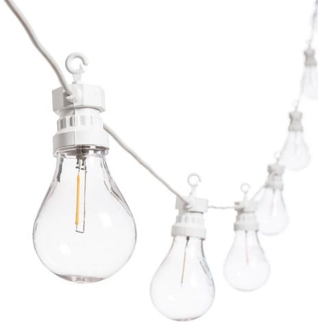 Catena prolungabile, lampadine con filamenti luce naturale cordoniera per esterni -Nero / 10 mt / Ø 60 mm