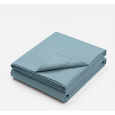 Lenzuolo una piazza e mezza con angoli in cotone Tonne 140x190 - Turchese (1/4)