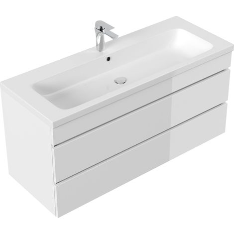 Badmöbel Via 120 SoftClose weiss hochglanz mit grifflosen Schubladen (1/5)