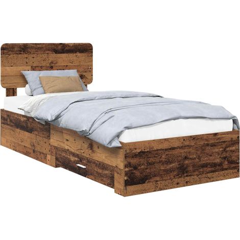 Maison Exclusive - Bettrahmen mit Kopfteil Altholz 100 x 200 cm H