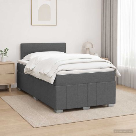 vidaXL Cama box spring con colchón Gris oscuro 120 x 190 cm Tela (1/5)