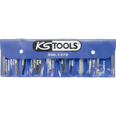 Kstools – Coffret de montage/démontage pour autoradio 18 pcs – Outils pour déverrouillage fixations – Sac de rangement inclus – Matériau Spezial-Werkzeugstahl (1/4)