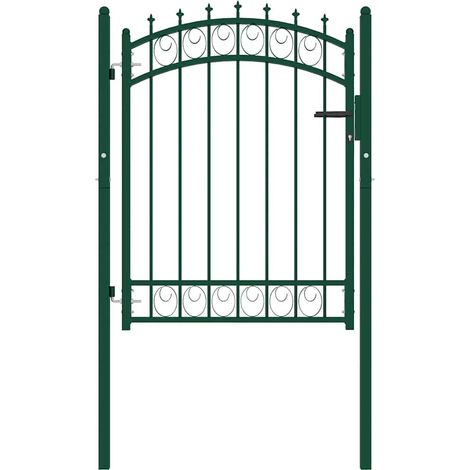 vidaXL Puertas de cerca EMMEN 100 x 125 cm Verde Con cerradura (1/2)