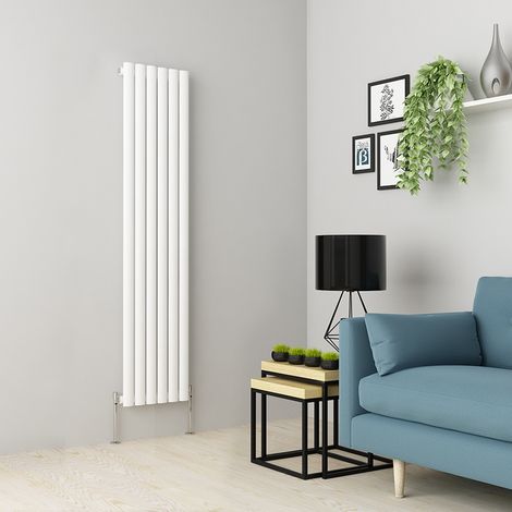 Warmehaus Oval Panel Radiator White Vertical Single 1600x354mm