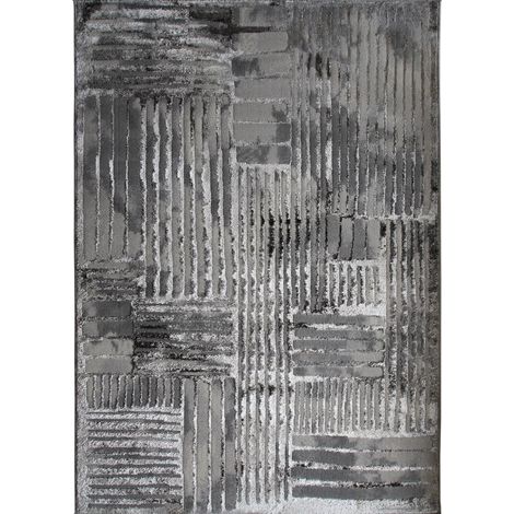 BORGES FOG - Tapis graphique effet brume gris 120x170 (1/5)