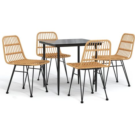 Maison Exclusive - 5-tlg. Garten-Essgruppe Poly Rattan