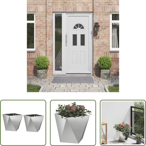 Terrassenpflanzer - Pflanzkübel 2 pcs Silber 30 x 30 x 30 cm Verzinkter Stahl (1/5)