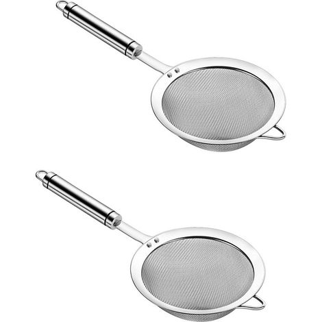 Setaccio a due pezzi in acciaio inox a maglia fine. Setaccio da cucina in acciaio inox a maglia fine con manico. Ideale per spremere, setacciare, come setaccio da cucina, pressa per farina e separator (1/5)