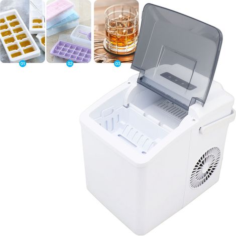 Kleiner Tisch-Eiswürfelbereiter für den Hausgebrauch, 10 kg/24 h, 9 runde Eiswürfel pro Charge, weiß, 220 V, europäischer Standard. (1/5)