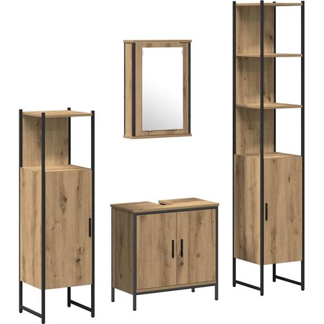 Maison Exclusive - Set di mobili per il bagno 4 pcs Marrone Legno multistrato
