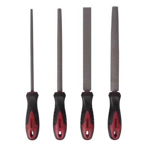 Perel – Jeu de râpes à bois 20 cm – Lot de 4 outils – Poignée soft-grip pour confort – HFIS2